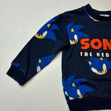 Load image into Gallery viewer, Boys H&amp;M, SONIC THE HEDGEHOG fleece lined sweater / jumper, wash fade, FUC, size 3,  