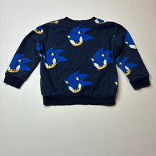 Load image into Gallery viewer, Boys H&amp;M, SONIC THE HEDGEHOG fleece lined sweater / jumper, wash fade, FUC, size 3,  