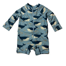 Load image into Gallery viewer, Unisex Cotton On, all-in-one rashie suit, whales, EUC, size 00,  