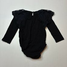 Load image into Gallery viewer, Girls Designer Kidz, lace trim stretchy bodysuit / romper, GUC, size 1,  