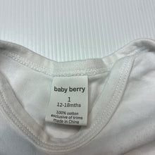 Load image into Gallery viewer, Unisex Baby Berry, white cotton bodysuit / romper, GUC, size 1,  