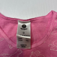 Load image into Gallery viewer, Girls Dymples, pink cotton singlet top, birds, GUC, size 0,  