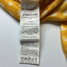 Load image into Gallery viewer, Girls yellow, soft feel stretchy zip romper, hearts, EUC, size 0000,  