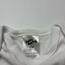 Load image into Gallery viewer, Unisex Baby Berry, white cotton singletsuit romper, GUC, size 000,  