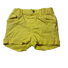 Load image into Gallery viewer, Girls Tiny Little Wonders, yellow stretch cotton shorts, elasticated, GUC, size 0,  
