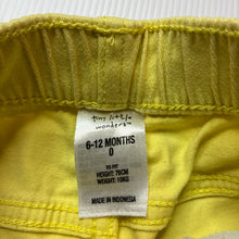 Load image into Gallery viewer, Girls Tiny Little Wonders, yellow stretch cotton shorts, elasticated, GUC, size 0,  