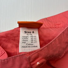Load image into Gallery viewer, Girls Fun Spirit, lightweight coral cotton shorts, adjustable, EUC, size 6,  