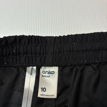Load image into Gallery viewer, Unisex Anko, black lightweight school shorts, elasticated, GUC, size 10,  