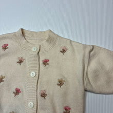 Load image into Gallery viewer, Girls embroidered, soft feel stretchy cardigan, EUC, size 000,  