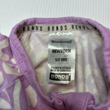 Load image into Gallery viewer, Girls Bonds, floral zip wondersuit / zippy / romper, GUC, size 0000,  