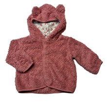 Load image into Gallery viewer, Girls Higgledee, pink fleece hooded cardigan / sweater, GUC, size 0,  