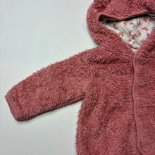 Load image into Gallery viewer, Girls Higgledee, pink fleece hooded cardigan / sweater, GUC, size 0,  