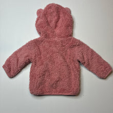 Load image into Gallery viewer, Girls Higgledee, pink fleece hooded cardigan / sweater, GUC, size 0,  