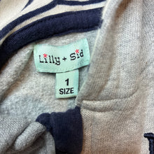 Load image into Gallery viewer, Boys Lilly + Sid, fleece lined organic cotton zip hoodie sweater, FUC, size 1,  