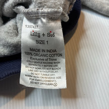 Load image into Gallery viewer, Boys Lilly + Sid, fleece lined organic cotton zip hoodie sweater, FUC, size 1,  