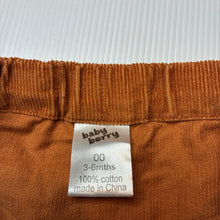 Load image into Gallery viewer, Unisex Baby Berry, corduroy cotton pants, elasticated, EUC, size 00,  