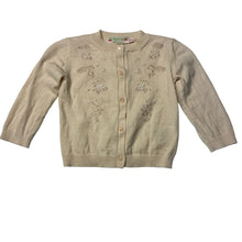Load image into Gallery viewer, Girls Bonpoint, embroidered knitted merino wool cardigan, armpit to armpit: 25cm, shoulder to cuff: 24cm, EUC, size 0-1,  