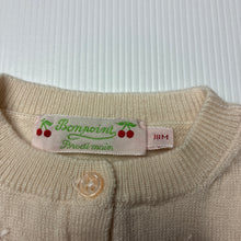 Load image into Gallery viewer, Girls Bonpoint, embroidered knitted merino wool cardigan, armpit to armpit: 25cm, shoulder to cuff: 24cm, EUC, size 0-1,  