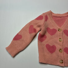 Load image into Gallery viewer, Girls pink, soft feel knitted cardigan, GUC, size 0,  