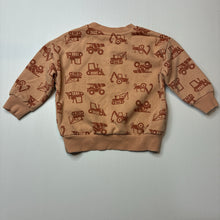 Load image into Gallery viewer, Boys Baby Berry, fleece lined sweater / jumper, diggers, GUC, size 1,  