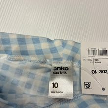 Load image into Gallery viewer, Girls Anko, blue check bike shorts, elasticated, NEW, size 10,  