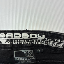Load image into Gallery viewer, Boys BAD BOY, black stretch denim shorts, adjustable, GUC, size 4,  