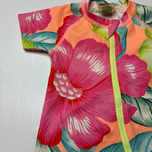 Load image into Gallery viewer, Girls Bonds, colourful floral rashie suit, EUC, size 000,  