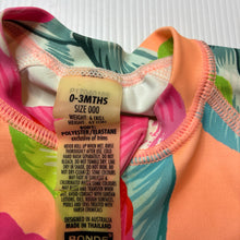 Load image into Gallery viewer, Girls Bonds, colourful floral rashie suit, EUC, size 000,  