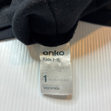 Load image into Gallery viewer, Unisex Anko, black cotton skivvy top, EUC, size 1,  