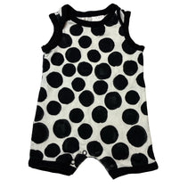 Load image into Gallery viewer, Unisex Dymples, black &amp; white cotton romper, GUC, size 000,  