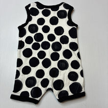 Load image into Gallery viewer, Unisex Dymples, black &amp; white cotton romper, GUC, size 000,  