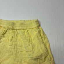 Load image into Gallery viewer, Girls Mango, yellow crinkle cotton shorts, elasticated, GUC, size 1,  