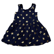 Load image into Gallery viewer, Girls Target, cotton lined navy &amp; gold star dress, GUC, size 1, L: 40cm