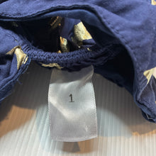 Load image into Gallery viewer, Girls Target, cotton lined navy &amp; gold star dress, GUC, size 1, L: 40cm