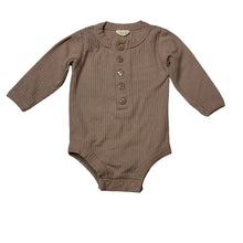 Load image into Gallery viewer, Unisex FAUVE &amp; Co, ribbed organic cotton blend bodysuit / romper, EUC, size 000,  