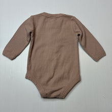 Load image into Gallery viewer, Unisex FAUVE &amp; Co, ribbed organic cotton blend bodysuit / romper, EUC, size 000,  