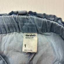 Load image into Gallery viewer, Girls Anko, lightweight chambray cotton shorts, elasticated, FUC, size 1,  