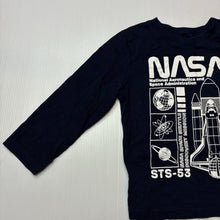 Load image into Gallery viewer, Boys H&amp;M, navy cotton long sleeve tee / top, NASA, EUC, size 2,  