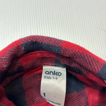 Load image into Gallery viewer, Boys Anko, checked flannel cotton long sleeve shirt, GUC, size 1,  