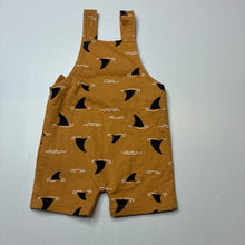 Load image into Gallery viewer, Boys PL:Baby, embroidered overalls / shortalls, shark, GUC, size 6 months,  