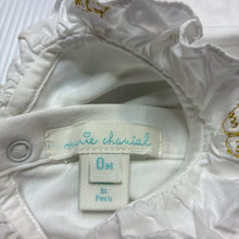 Load image into Gallery viewer, Girls Marie Chantal, designer soft cotton bodysuit / romper, embroidered collar, EUC, size 0000,  