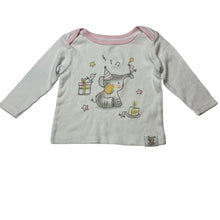 Load image into Gallery viewer, Girls PURE &amp; SOFT, cotton long sleeve top, elephant, EUC, size 000,  