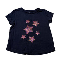 Load image into Gallery viewer, Girls KID, navy cotton tee / top, sequin stars, GUC, size 2,  
