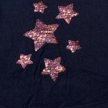 Load image into Gallery viewer, Girls KID, navy cotton tee / top, sequin stars, GUC, size 2,  