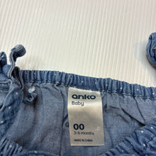 Load image into Gallery viewer, Girls Anko, lightweight chambray cotton overalls, GUC, size 00,  