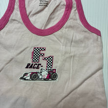 Load image into Gallery viewer, Girls CUCUMBER, cotton singlet top, F1 racing, FUC, size 0,  