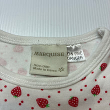 Load image into Gallery viewer, Girls Marquise, cotton bodysuit / romper, strawberries, GUC, size 000,  