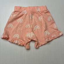 Load image into Gallery viewer, Girls George, cotton shorts, elasticated, rainbows, EUC, size 00,  