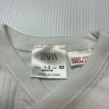 Load image into Gallery viewer, Unisex Zara, white ribbed cotton bodysuit / romper, EUC, size 000,  