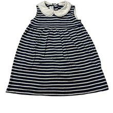 Load image into Gallery viewer, Girls Rachel Riley, navy &amp; white stripe cotton dress, GUC, size 1-2, L: 44cm
